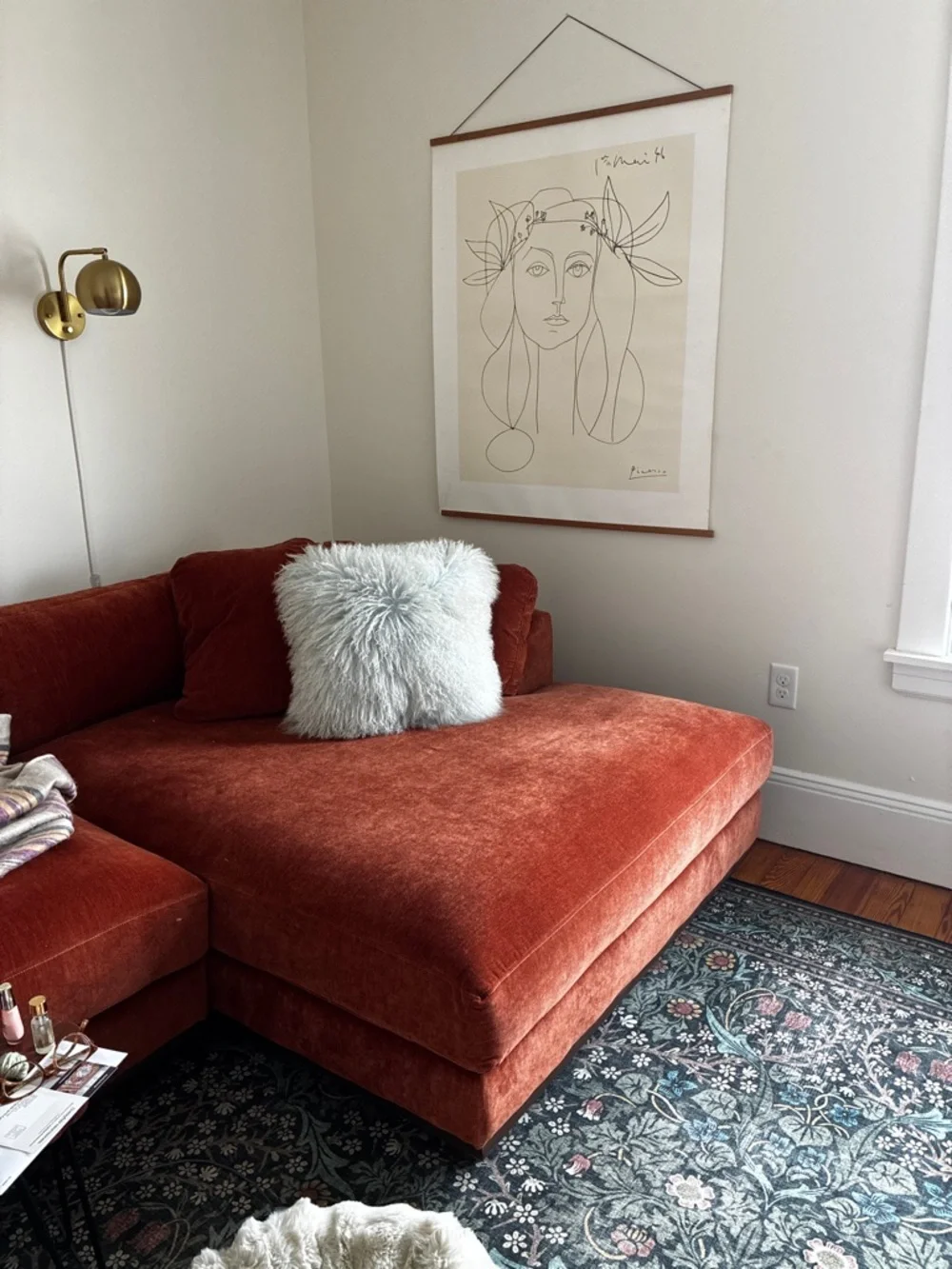 Anthropologie Pale Blue Mongolian Fur Accent Pillow
